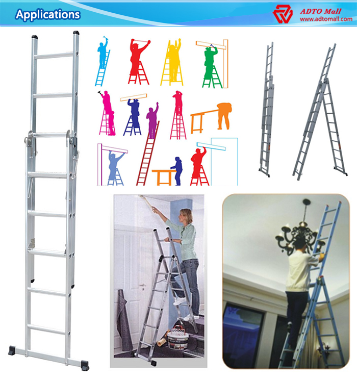 2 sections aluminum extension ladder