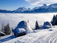 Tent cabins on mountaintop of Alps-need visit here once